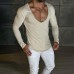 Men's Daily Basic Solid Color Long-sleeved T-shirt Slim Casual Bottoming Shirt