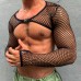 Men's Sheer Mesh Cutout Long Sleeve T-Shirt