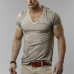 Plain V-Neck Vintage Distressed Cotton T-Shirt