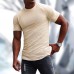 Men's Sports Short-sleeved Fitness Training T-shirt Running Top Casual Slim Round Neck Solid Color Cotton Bottoming Shir