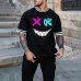 Smile Print T-shirt Men's Casual Color Matching Short-sleeved T-shirt