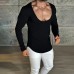 Men's Daily Basic Solid Color Long-sleeved T-shirt Slim Casual Bottoming Shirt