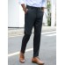 Men Pures Color Front Button Zipper Fly Ankle Length Work Pants