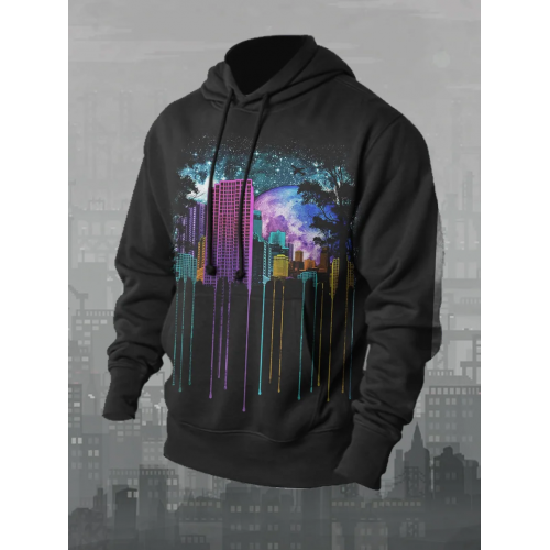 City Colorful Stripes Printed Men's Hoodie