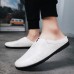 Men Cowhide Leather Hollow Out Soft Sole Sling Back Non Slip Casual Slippers