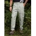 Men Solid Color Utility Multi Pocket Buttons Ankle Length Casual Pants