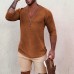 Men's Deep V Neck Breathable Linen Cotton Mid Sleeve T-Shirt