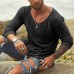 Men's Boho Loose Casual Long Sleeve Neck T-Shirt