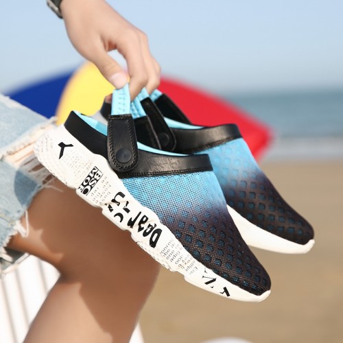 Men Mesh Non Slip Two Ways Soft Sole Colorful Casual Beach Slippers