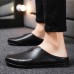 Men Breathable Soft Sole Sling Back Non Slip Closed Toe Casual Leather Slippers