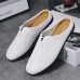 Men Cowhide Leather Hollow Out Soft Sole Sling Back Non Slip Casual Slippers