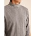 Men Rib Knit Ethnic Trim High Neck Pullover Casual Sweatshirt