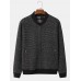 Mens Baseball Collar Rib  Knit Warm Cardigans With Zipped Pocket