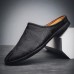 Men Microfiber Leather Soft Sole Non Slip Classical Solid Closed Toe Casual Slippers