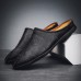 Men Microfiber Leather Soft Sole Non Slip Classical Solid Closed Toe Casual Slippers