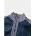 Men Stitching Knit Zipper Stand Collar Casual Cardigans