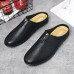 Men Cowhide Leather Hollow Out Soft Sole Sling Back Non Slip Casual Slippers