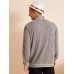 Men Rib Knit Ethnic Trim High Neck Pullover Casual Sweatshirt