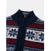 Mens Geometric Graphics Knitted Fleece Lined Warm Sweater Cardigans