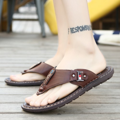 Men Soft Sole Non Slip Solid Comfy Flip Flops Casual Slippers