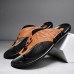 Men Leather Breathable Soft Sole Non Slip Comfy Outdoor Flip Flops Casual Slippers