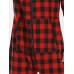 Mens Plaid Zipper Front Kangaroo Pocket Hooded One Piece Jumpsuit Home Warm Sleepwear